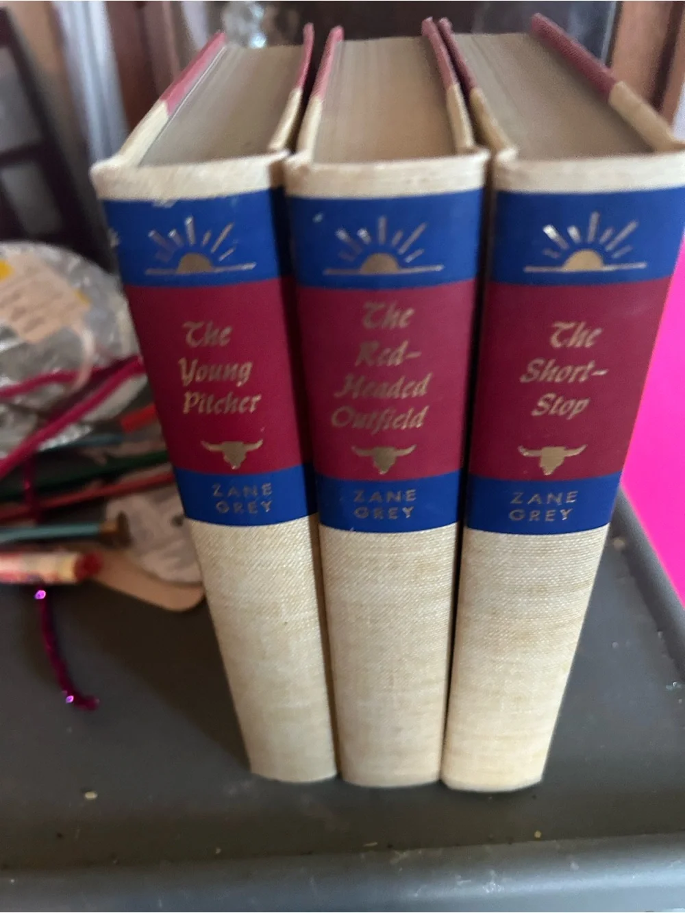 Clothbound Three-Book Set by in Beige and Red